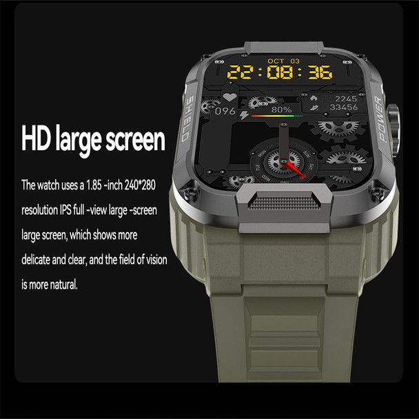 MK66 1.85 inch Color Screen Smart Watch,Support Heart Rate Monitoring / Blood Pressure Monitoring(Green)