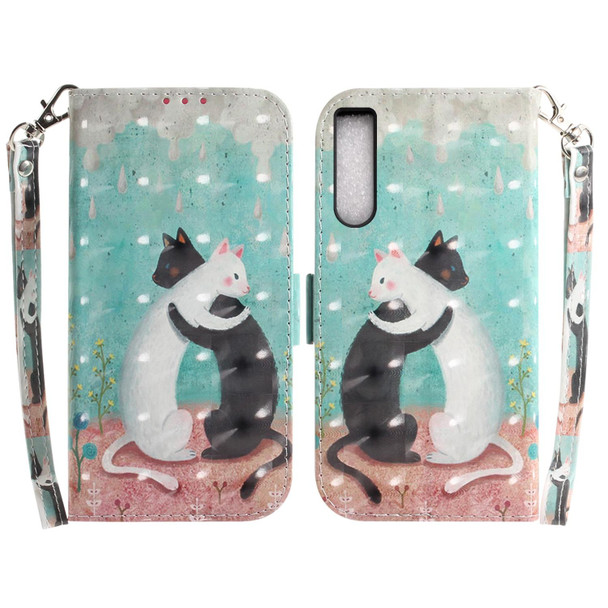 For Sony Xperia 10 IV 2023 3D Colored Horizontal Flip Leatherette Phone Case(Black White Cat)