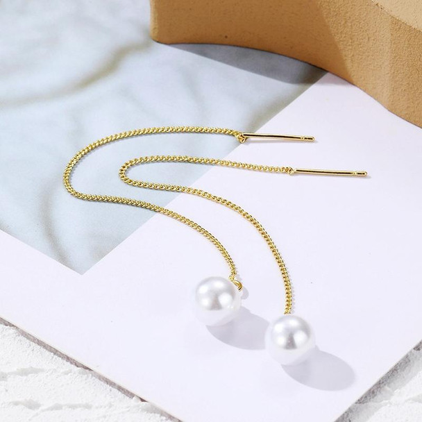 E2210-2 Pearl Long Ear Wire Women Simple Earrings