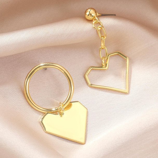 E2112-9 Gold Asymmetric Love Love Silver Needle Earrings Simple Earrings