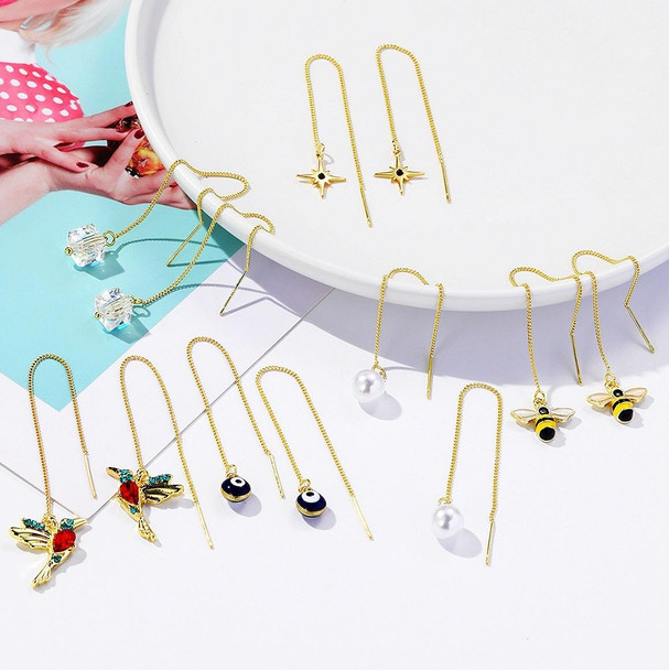 E2210-1 Dual Ball C Clip Long Ear Wire Women Simple Earrings