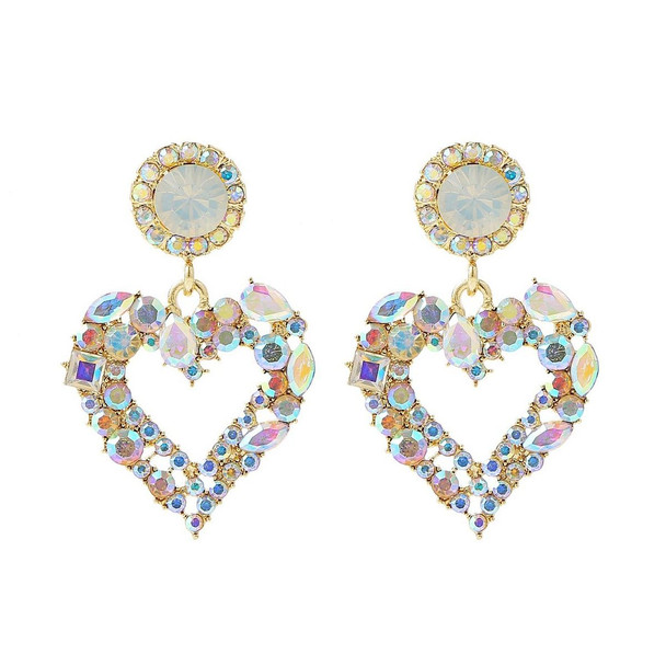 E2109-13 White Diamond Love Silver Needle Earrings Simple Earrings