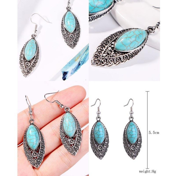 E1911-9 Turquoise Ethnic Style Earrings Temperament Simple Vintage Earrings