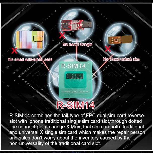 R-SIM 14 V18 Ultra Universal ICCID SIM Unlock Card for iPhone X, XS, XR, XS Max, 8 & 8 Plus, 7 & 7 Plus