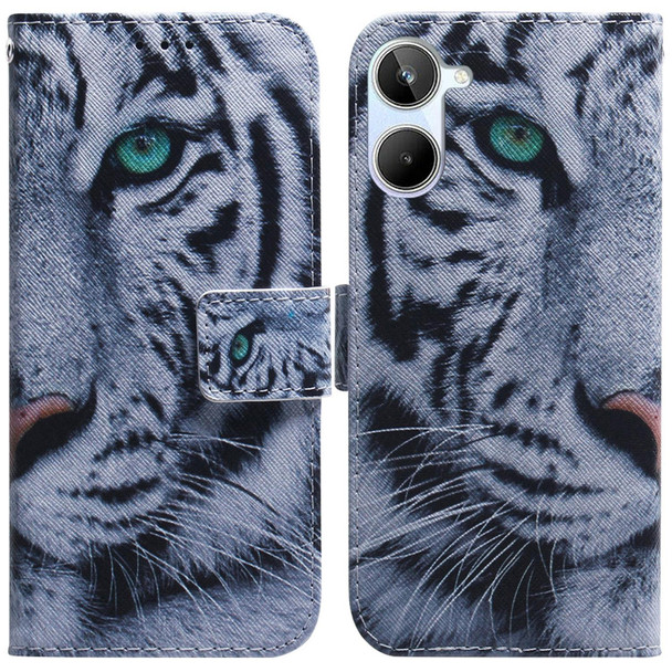 For Realme 10 4G Coloured Drawing Flip Leatherette Phone Case(Tiger)
