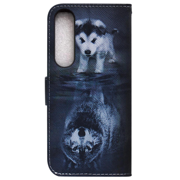 For Sony Xperia 1 IV 2023 Coloured Drawing Flip Leatherette Phone Case(Wolf and Dog)