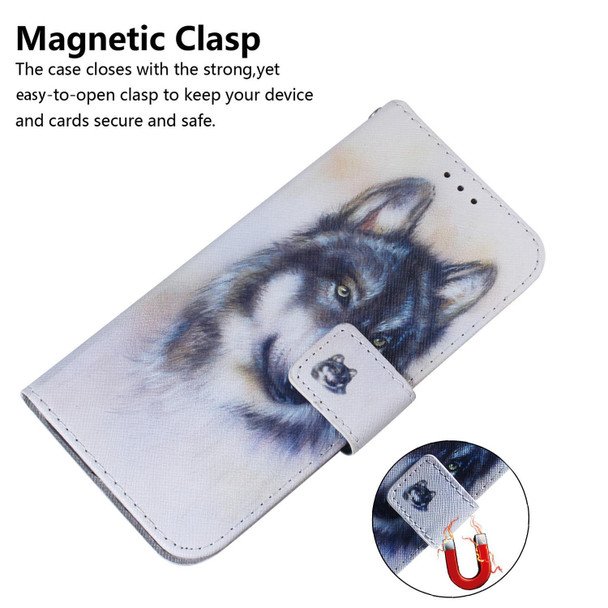 For Sony Xperia 1 IV 2023 Coloured Drawing Flip Leatherette Phone Case(White Wolf)