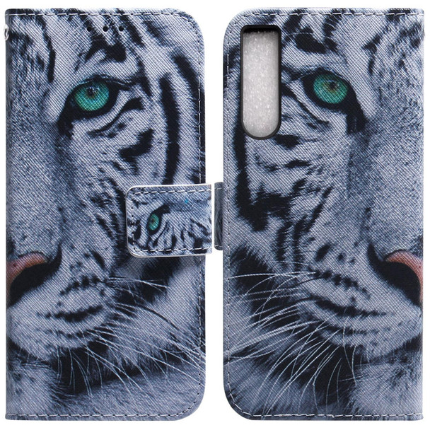 For Sony Xperia 10 IV 2023 Coloured Drawing Flip Leatherette Phone Case(Tiger)