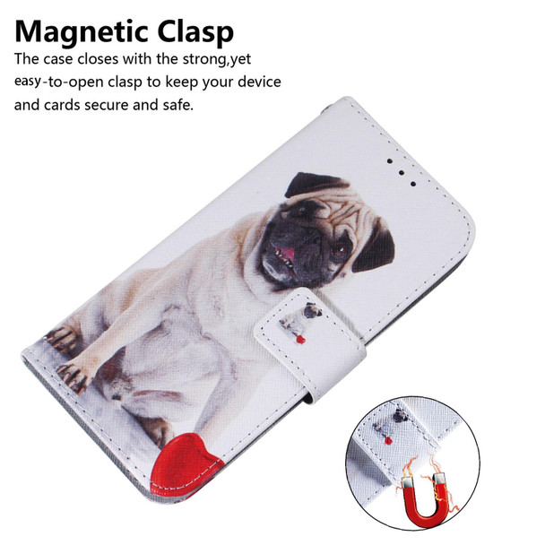 For Sony Xperia 10 IV 2023 Coloured Drawing Flip Leatherette Phone Case(Pug)