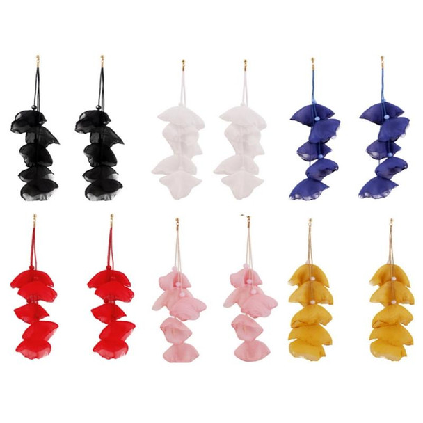 Long Exaggerated Fabric Art Handmade Petal Earrings, Color: E1908-28 Red