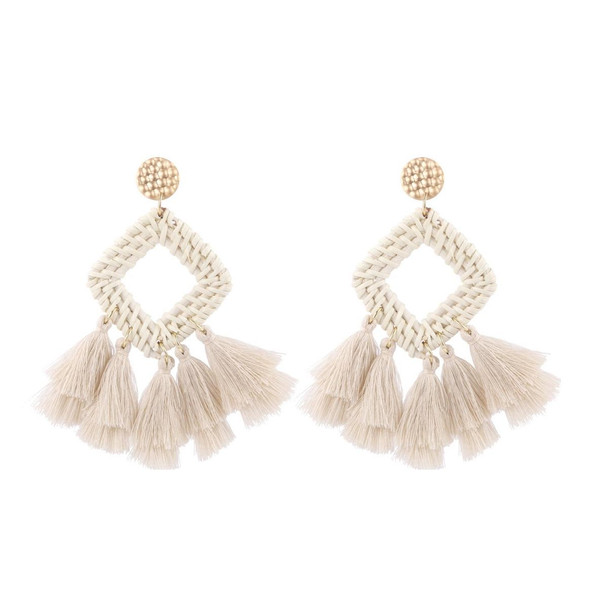 E2205-3 Tassel Prismatic Bamboo Vine Handmade Woven Earrings Bosomia Style Earrings