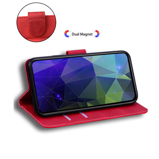 For OPPO Reno8 T 4G Skin Feel Pure Color Flip Leatherette Phone Case(Red)