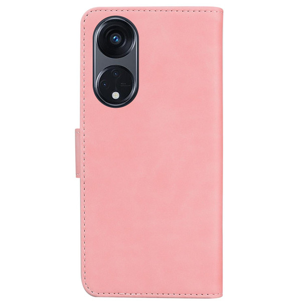 For OPPO Reno8 T 5G / A1 Pro 5G Skin Feel Pure Color Flip Leatherette Phone Case(Pink)