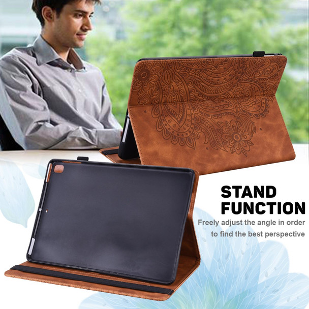 For Lenovo Tab P11 Pro Gen 2 Peacock Embossed Pattern Leatherette Tablet Case(Brown)