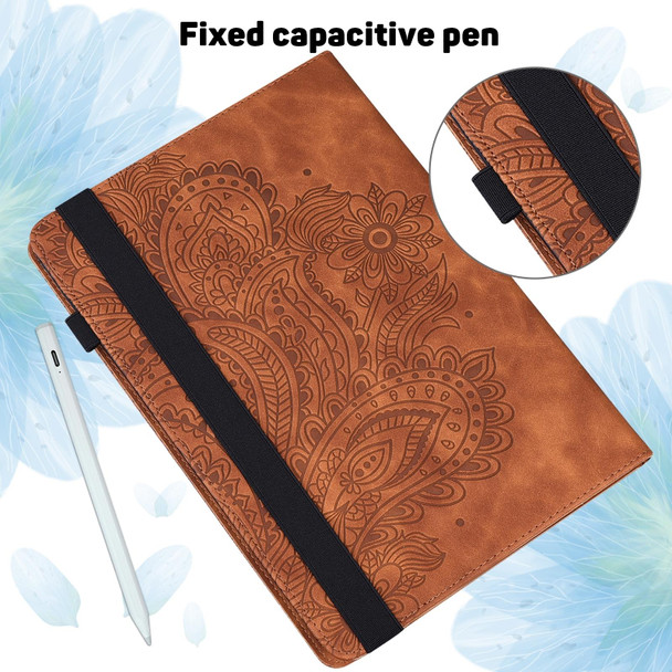 For Lenovo Tab P11 Pro Gen 2 Peacock Embossed Pattern Leatherette Tablet Case(Brown)