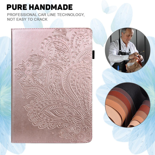 For Huawei MatePad SE 10.4 2022 Peacock Embossed Pattern Leatherette Tablet Case(Rose Gold)