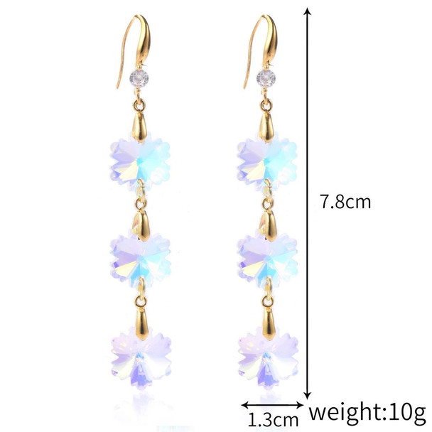 E2204-3 Flower Crystal Natural Crystal Handmade Earrings Zircon Long Earrings