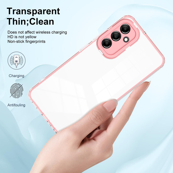 For Samsung Galaxy A34 5G 3 in 1 Clear TPU Color PC Frame Phone Case(Pink)