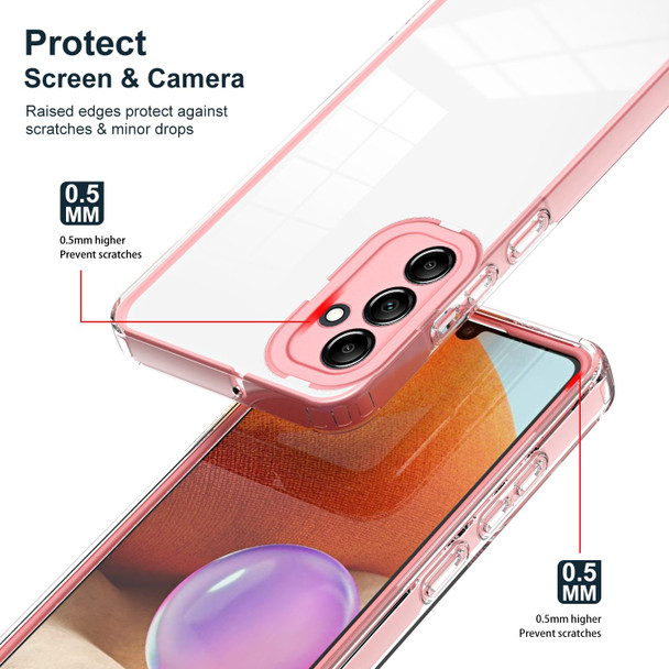 For Samsung Galaxy A34 5G 3 in 1 Clear TPU Color PC Frame Phone Case(Pink)