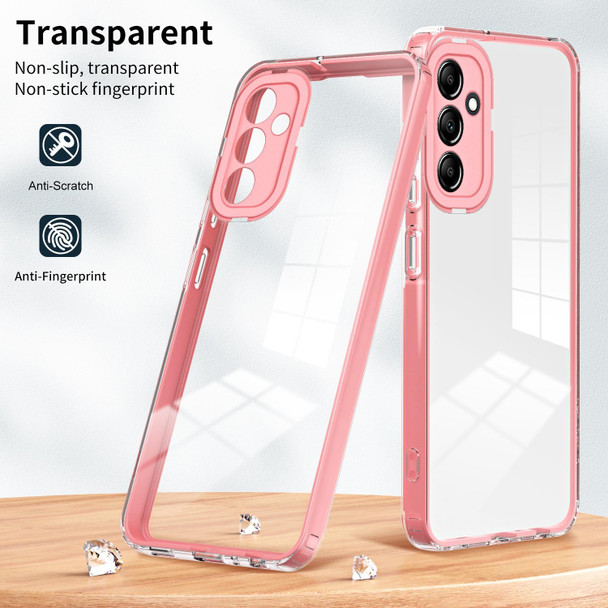 For Samsung Galaxy A34 5G 3 in 1 Clear TPU Color PC Frame Phone Case(Pink)