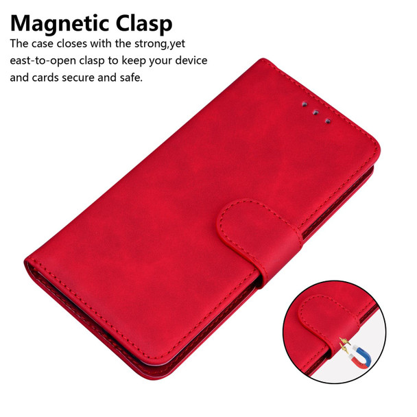 For Sony Xperia 1 IV 2023 Skin Feel Pure Color Flip Leatherette Phone Case(Red)