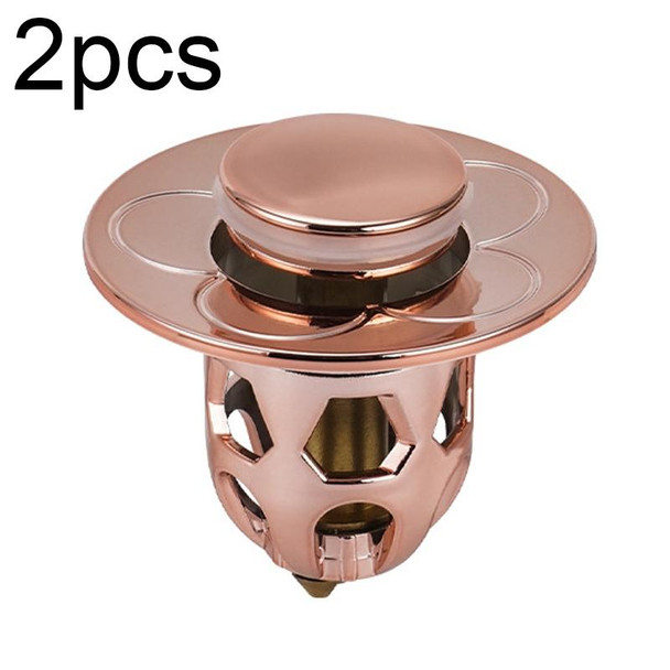 005 2pcs Washbasin Bouncing Core Push-type Deodorant Drain Plug, Specification: Rose Gold