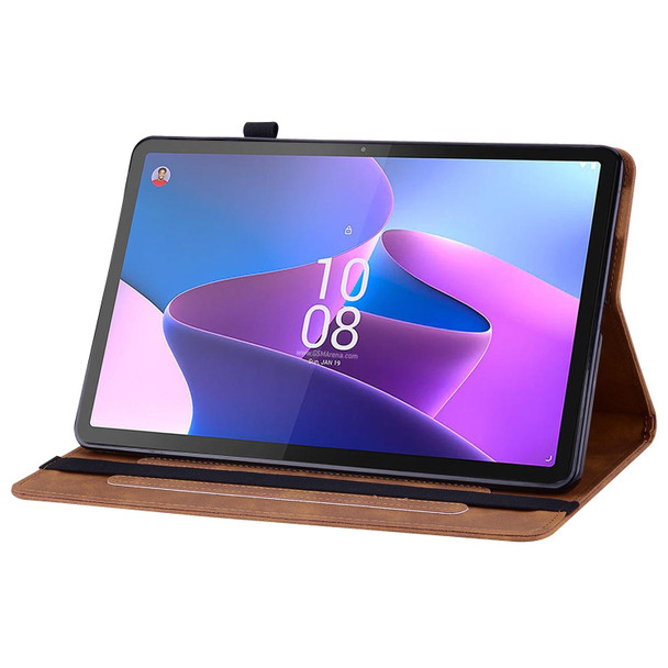 For Lenovo Tab P11 Pro Gen 2 11.2 Skin Feel Solid Color Zipper Leatherette Tablet Case(Brown)