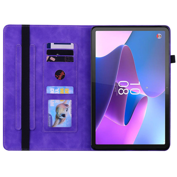 For Lenovo Tab P11 Pro Gen 2 11.2 Skin Feel Solid Color Zipper Leatherette Tablet Case(Purple)