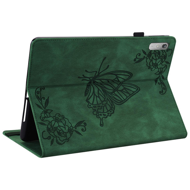 For Lenovo Tab P11 Gen 2 11.5 Butterfly Flower Embossed Leatherette Tablet Case(Green)