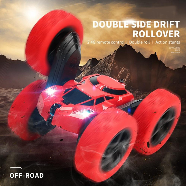 1:24 Double-Sided Stunt Car Rotating Tumbling And Twisting Stunt Car RC Climbing Children Remote Control Car(Fire Red)