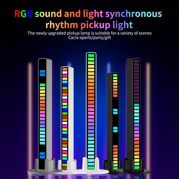 RGB Sound-controlled Rhythmic Response Lights Music Ambient LED Pick-up Lights Charging(32 Light+APP Black)