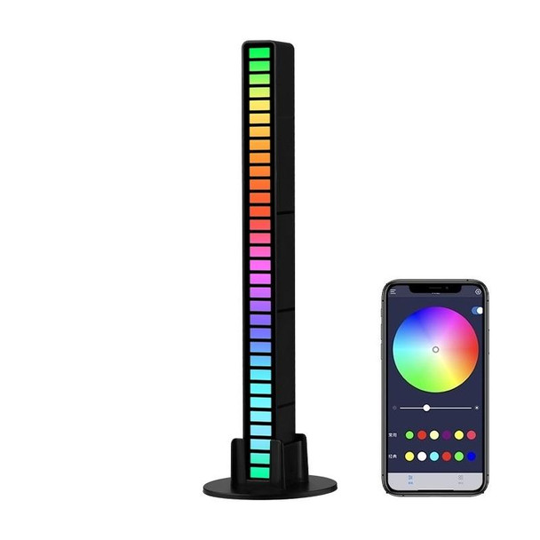 RGB Sound-controlled Rhythmic Response Lights Music Ambient LED Pick-up Lights Charging(32 Light+APP Black)