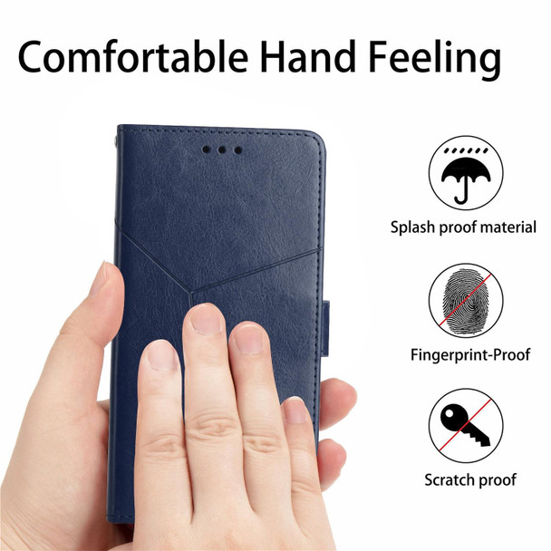 For Xiaomi Redmi Note 12 4G Global HT01 Y-shaped Pattern Flip Leather Phone Case(Blue)