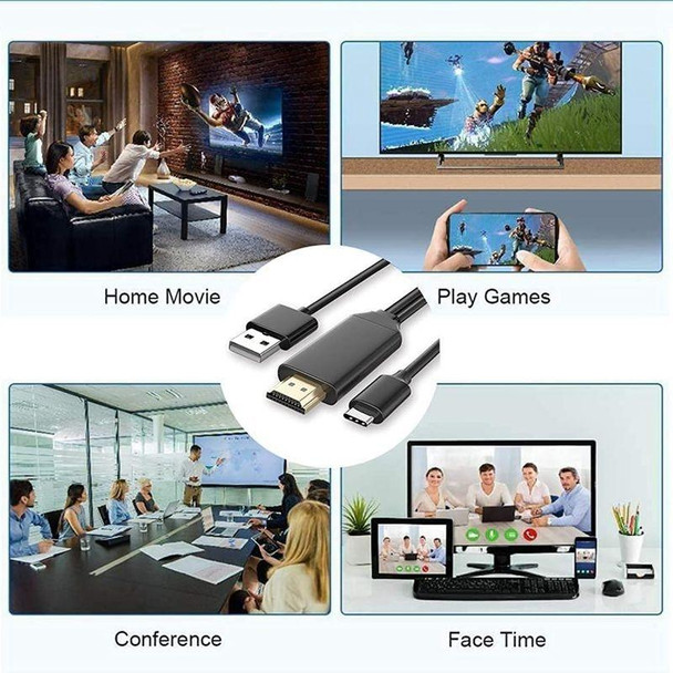 USB 3.1 Type-C to HDMI MHL 4K HD Video Digital Converter Cord for Android Phone to Monitor Projector TV(White)