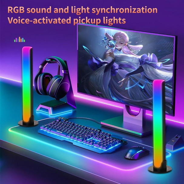 RGB Sound-controlled Rhythmic Response Lights Music Ambient LED Pick-up Lights Charging(Upgrade Black)