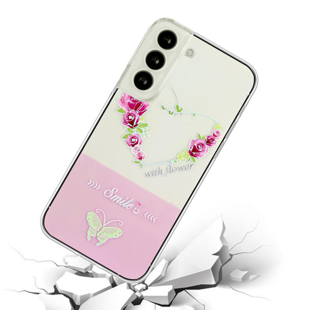 For Samsung Galaxy S23+ 5G Bronzing Butterfly Flower TPU Phone Case(Rose Heart)