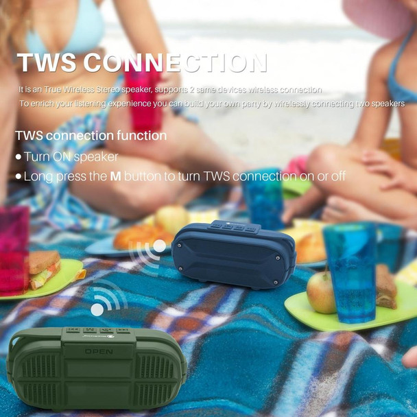 NewRixing NR-3023 Portable Stereo Wireless Bluetooth Speaker, Built-in Microphone, Support TF Card / FM(Black)