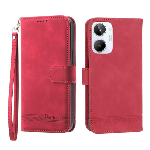 For Realme 10 4G Dierfeng Dream Line Leatherette Phone Case(Red)