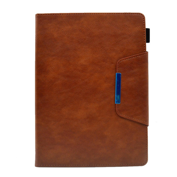 For iPad mini 6 Suede Cross Texture Magnetic Clasp Leatherette Tablet Case(Brown)