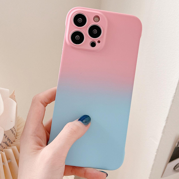 For iPhone XS / X Frameless Skin Feel Gradient Phone Case(Pink + Light Blue)