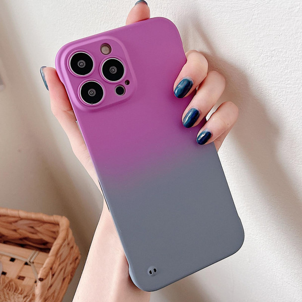 For iPhone 12 Frameless Skin Feel Gradient Phone Case(Dark Purple + Grey)
