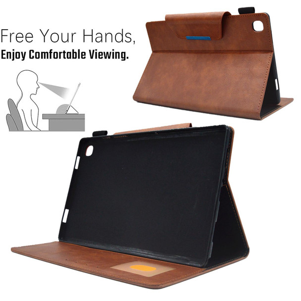 For Samsung Galaxy Tab A7 10.4 2022/2020 Suede Cross Texture Magnetic Clasp Leatherette Tablet Case(Brown)