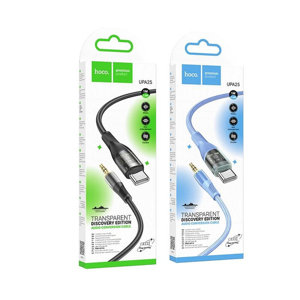 hoco UPA25 Transparent Exploration Version USB-C/Type-C Digital Audio Conversion Cable, Length: 1m(Blue)