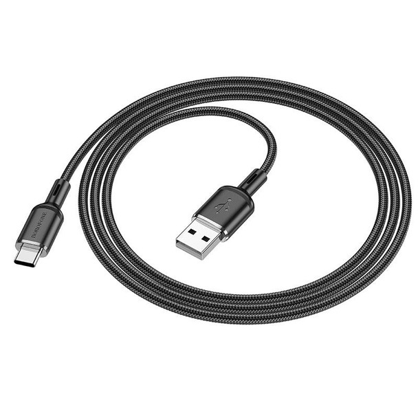 Borofone BX90 USB to Type-C Cyber 3A Charging Data Cable, Length:1m(Black)