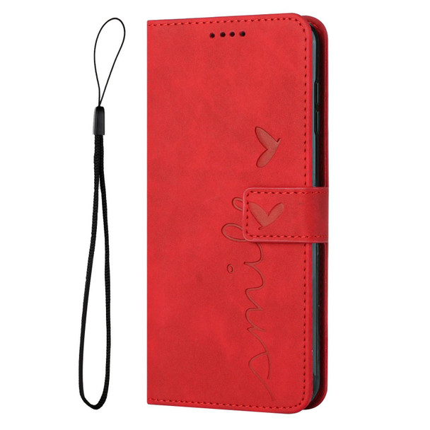 For Tecno Pova 4 Pro Skin Feel Heart Embossed Leatherette Phone Case(Red)