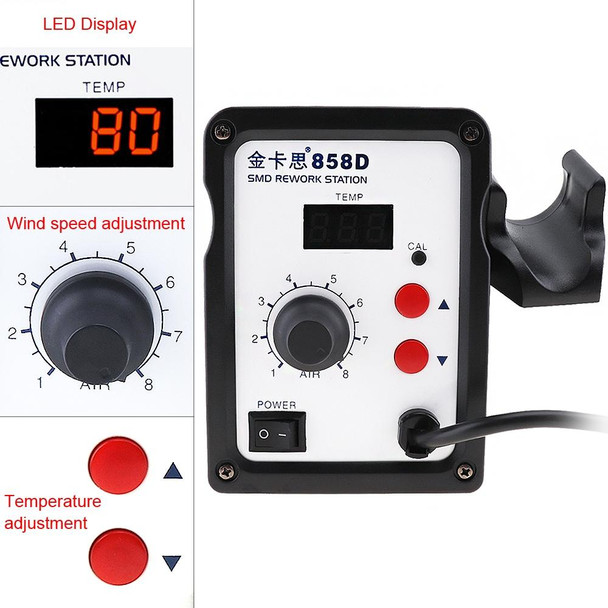 Kaisi K-858D SMD Hot-Air Soldering Station LED Digital Display Support Controllable Temperature for Desoldering + Air Nozzles, EU Plug