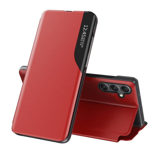 For Samsung Galaxy A24 4G Side Display Adsorption Leatherette Phone Case(Red)