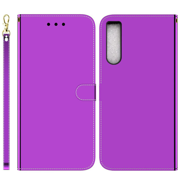 For Sony Xperia 10 IV 2023 Imitated Mirror Surface Horizontal Flip Leatherette Phone Case(Purple)