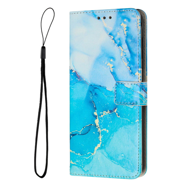 For Motorola Moto G 5G 2023 Painted Marble Pattern Leatherette Phone Case(Blue Green)