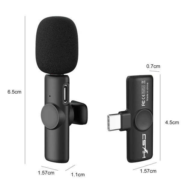 HXSJ F18 2.4G USB-C/Type-C Noise Reduction Lavalier Wireless Microphone(Black)